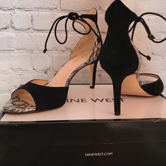 Nine West Shoes - Nine West black suede and snake sandal 9.5